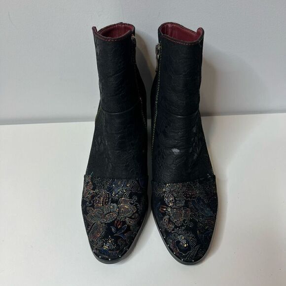 L'Artiste by Spring Step Jewells Womens Size 10 EU 41 Leather Booties Floral Bla - Picture 2 of 8